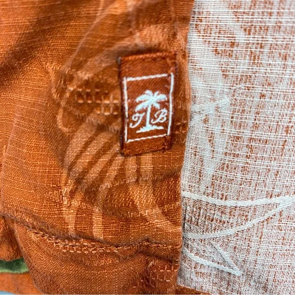 Tommy Bahama Hawaiian 100% Silk Shirt Burnt Orange & Floral Print Men’s Medium - Picture 8 of 11